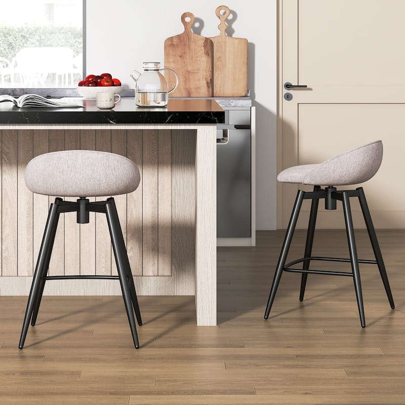 Gymax 25'' Upholstered Bar Stools Set of 2 w/ Footrest Backrest &