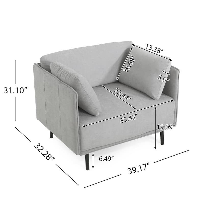 Grey 39.17" Accent Chair with Metal Legs