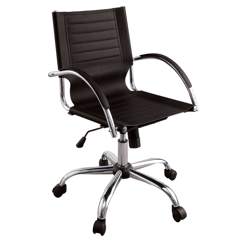 OverstockLeatherette Adjustable Office Chair with Metal Base, Black
