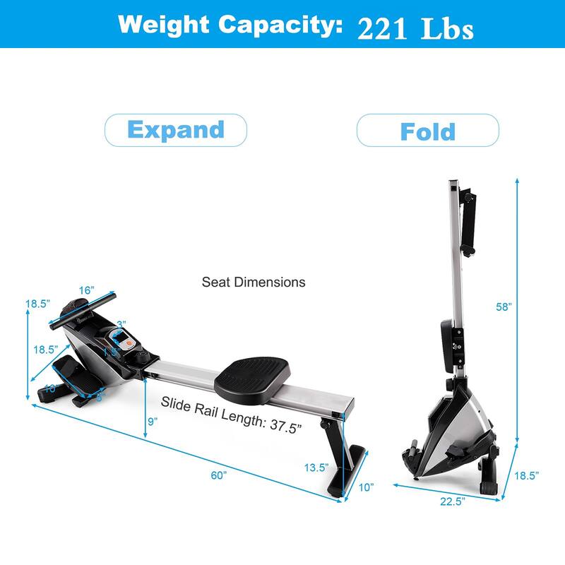 Costway Magnetic Rowing Machine, Folding Rower with LCD Display and