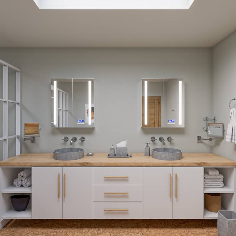 ALFI brand ABM8WS-BN 8" Square Wall Mounted 5x Magnify Cosmetic Mirror - Grey