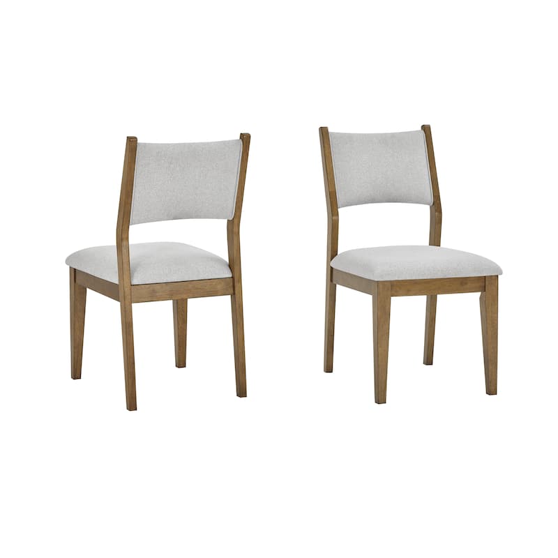Upholstered Dining Chairs, Set of 2, Light Oak and Gray