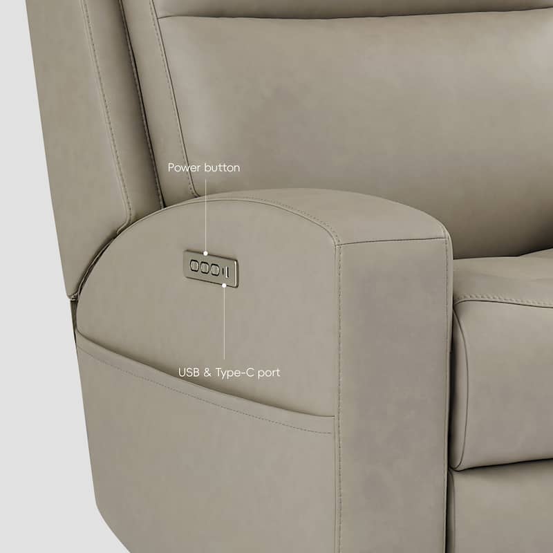 86''W Genuine Leather Triple Power Reclining Sofa with Power Headrest and Power Lumbar