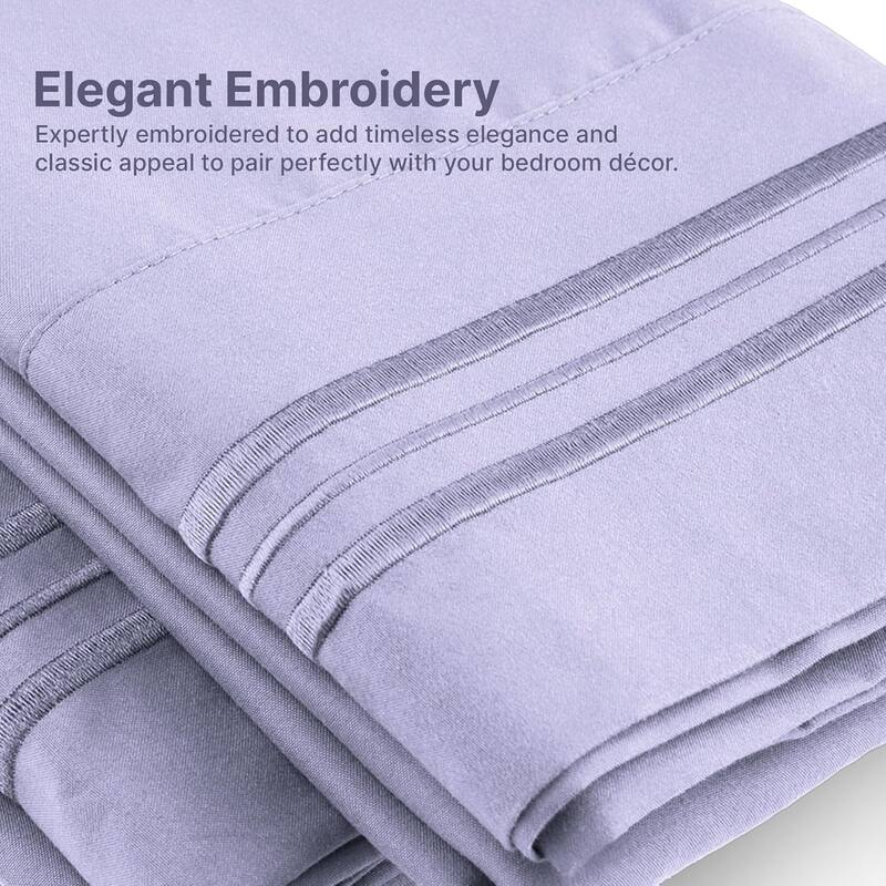 CGK Linens 4 Piece Solid Microfiber Deep Pocket Soft Bed Sheet Set