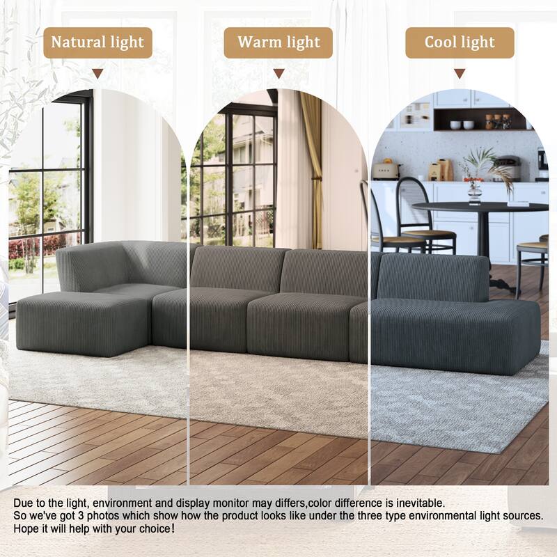 Oversized Corduroy Modular Sectional Fabric Sofa