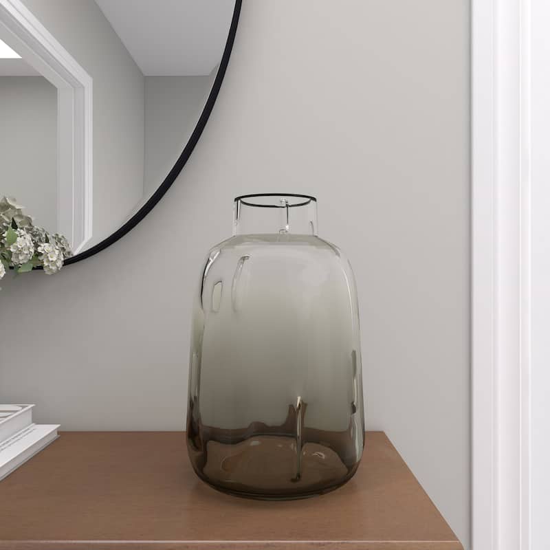 Gray Glass Decorative Vase with Bubble Texture