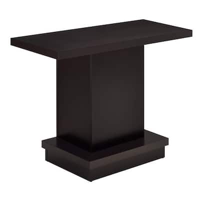 Contemporary Sofa Table With Pedestal Base, Cappuccino Brown