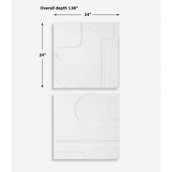 Uttermost Contours White Wall Decor, Set of 2 - 24"H x 24"W x 1.38"D