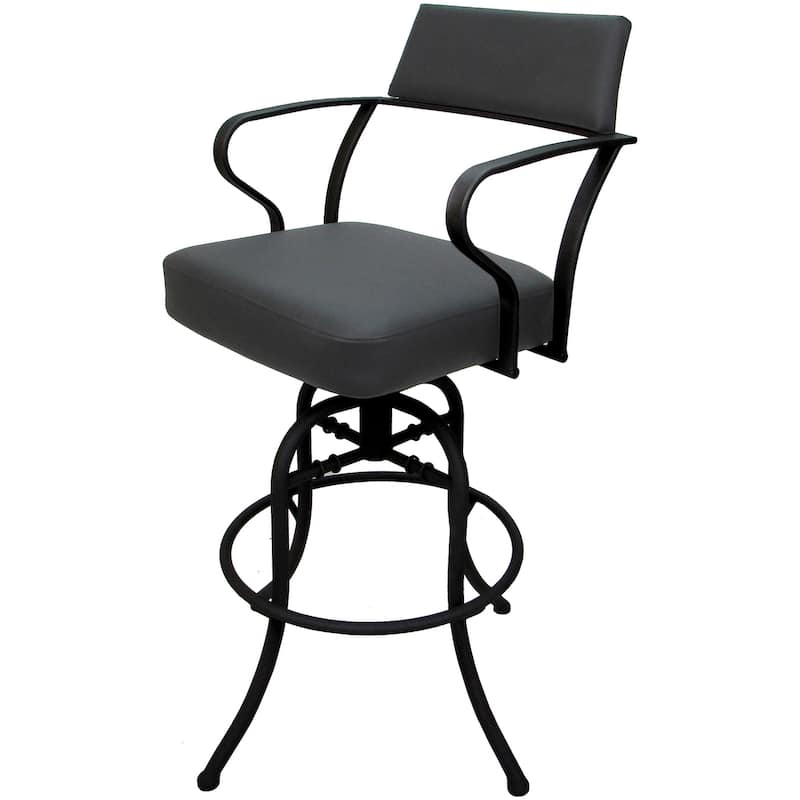Carolina Grey Swivel Tilt Bar Height 30" Metal Bar Stool - 30" Seat - Black