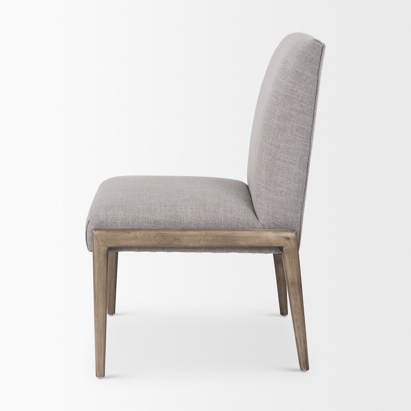 Palisades Cream Fabric Seat With Medium Brown Solid Wood Frame Armless Dining Chair (Set of 2)