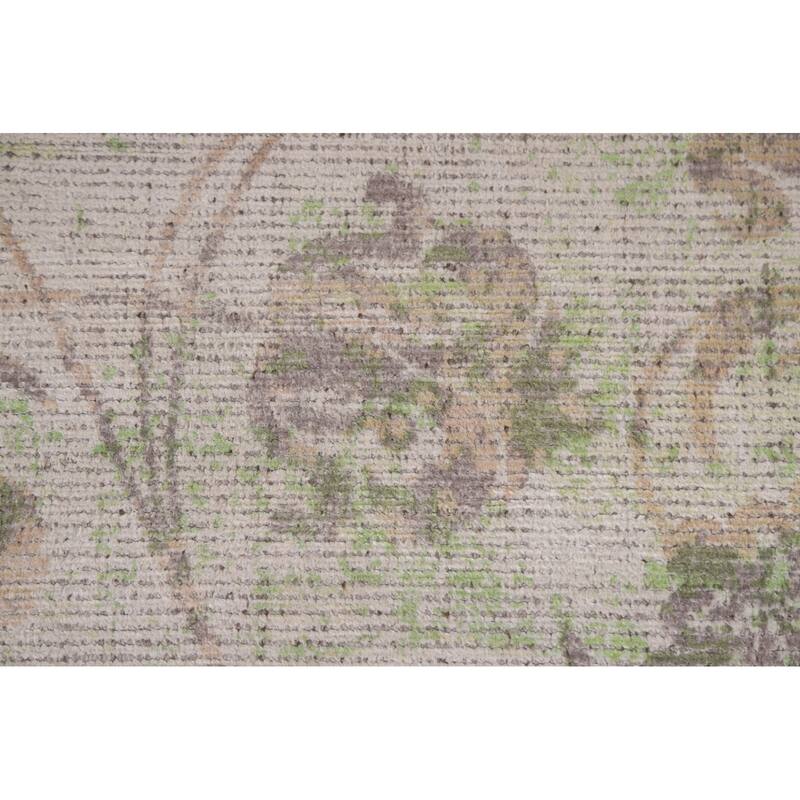 Floral Modern Oriental Area Rug Hand-Knotted Wool Carpet - 7'11"x 11'5"