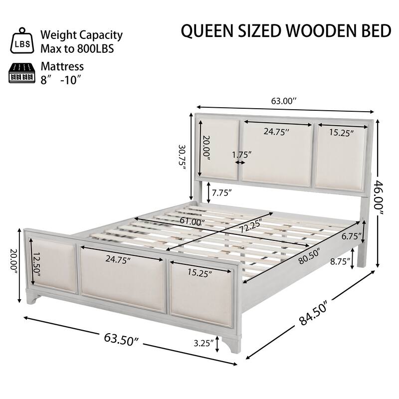 Christopher Knight Home - Hendrix Modern Farmhouse Upholstered Wood Platform Bed with Panel Headboard and Footboard
