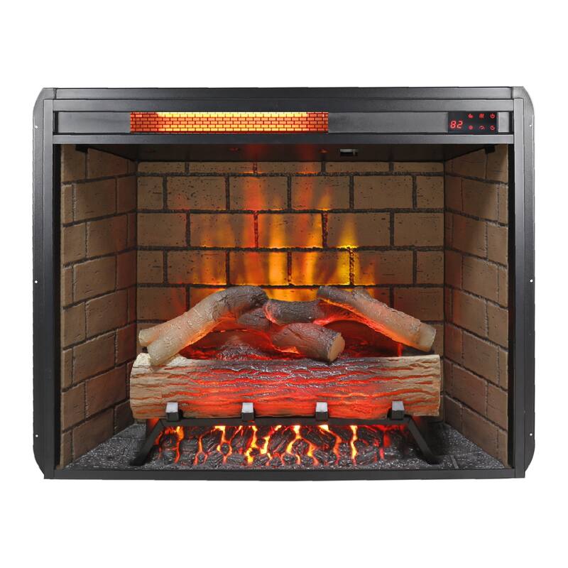 28" Infrared Electric Fireplace with Removable Trim Kit, Touch Panel & Crackling Sound