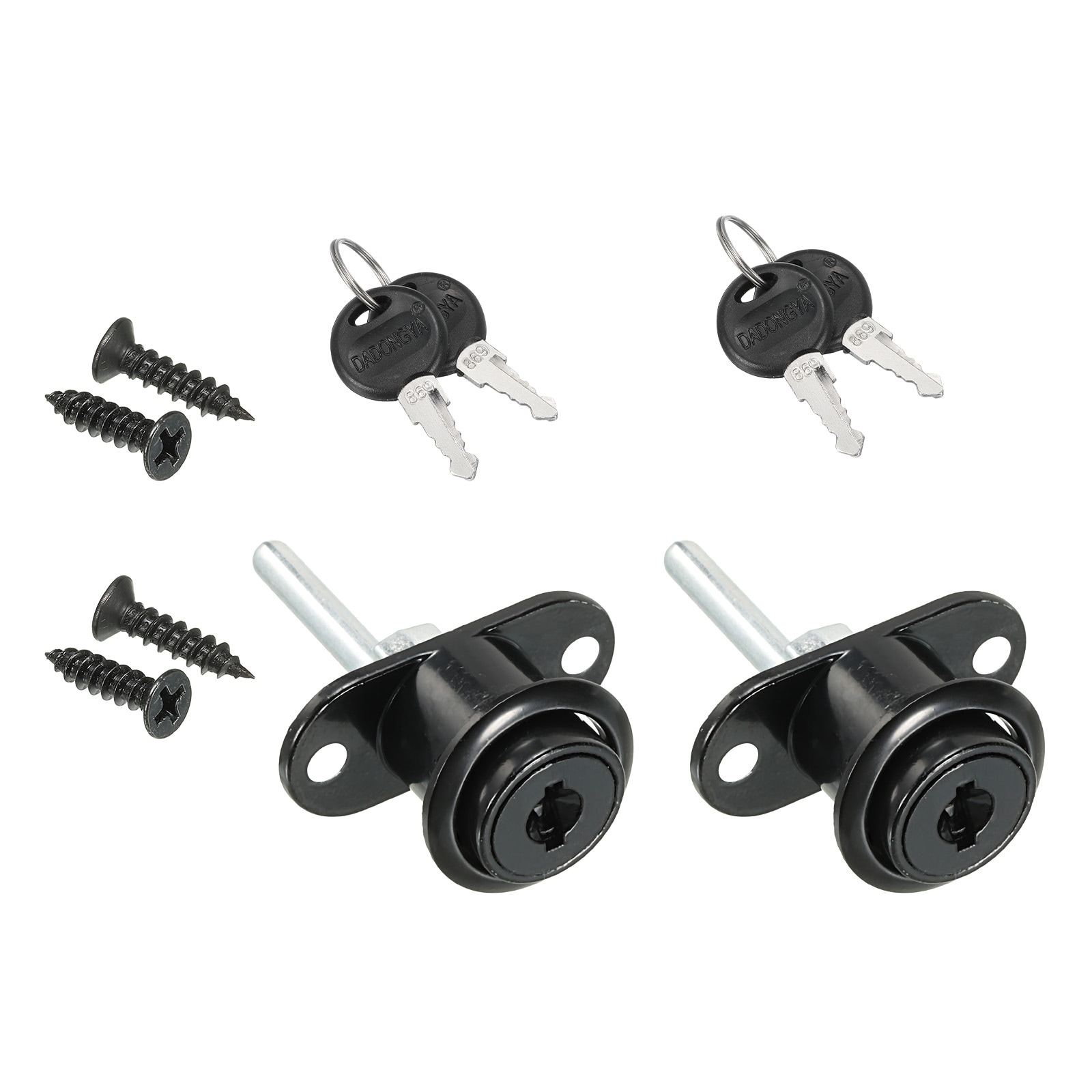 19mm Drawer Locks with Keys, 2 Pack Zinc Alloy Office Drawer Lock, Black