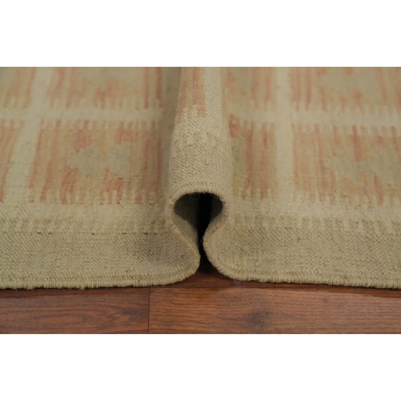 Hand Woven Oriental 100% Wool Carpet Southwestern Tribal Multi-Colored Kilim Area Rug - 9' 10'' X 6' 9''