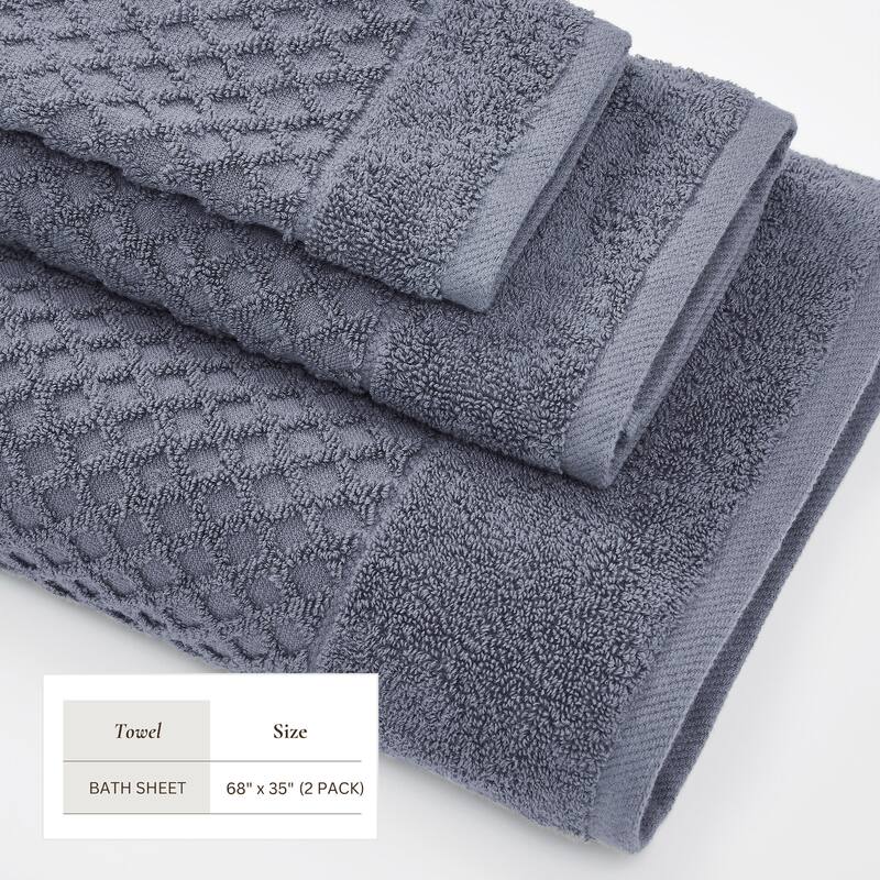 Linery & Co. Cotton Diamond Waffle Texture Bath Towels