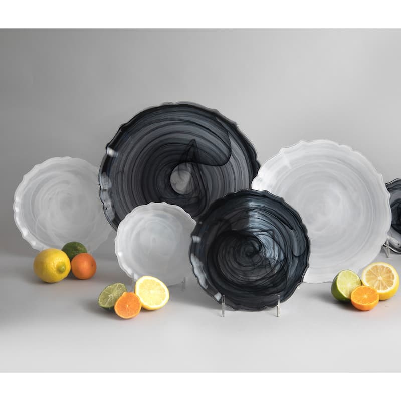Swirl Glass Black Salad Plate 8" Dia- A - A