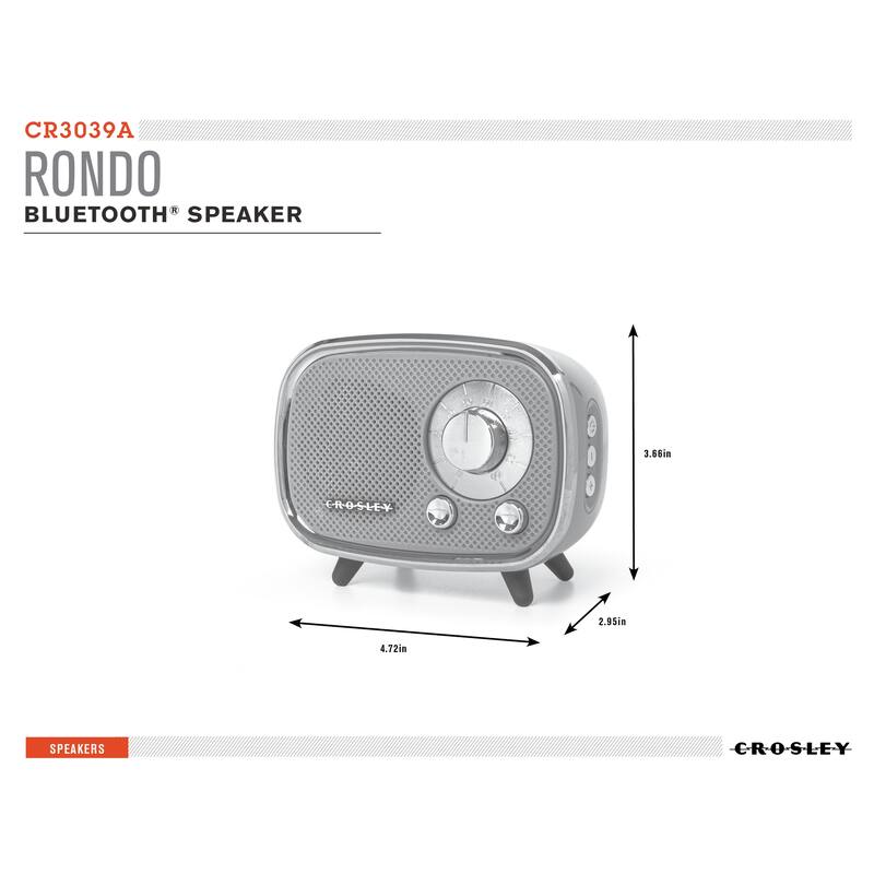 Crosley Rondo Portable Bluetooth Speaker - 2.95"d x 4.72"w x 3.66"h