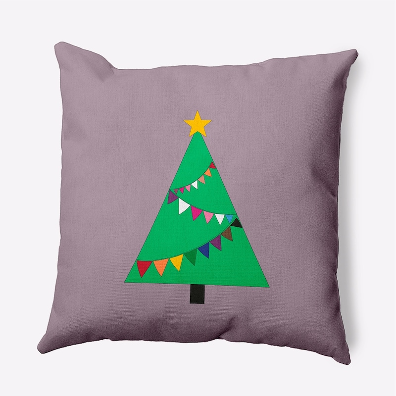 Pride Garland Christmas Tree Indoor/Outdoor Throw Pillow - 16" x 16" - Light Purple