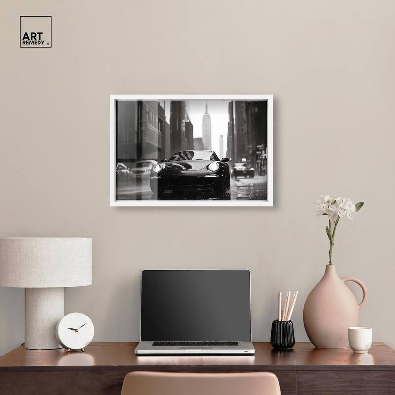 Driving in the Rain NYC Shadowbox by Art Remedy