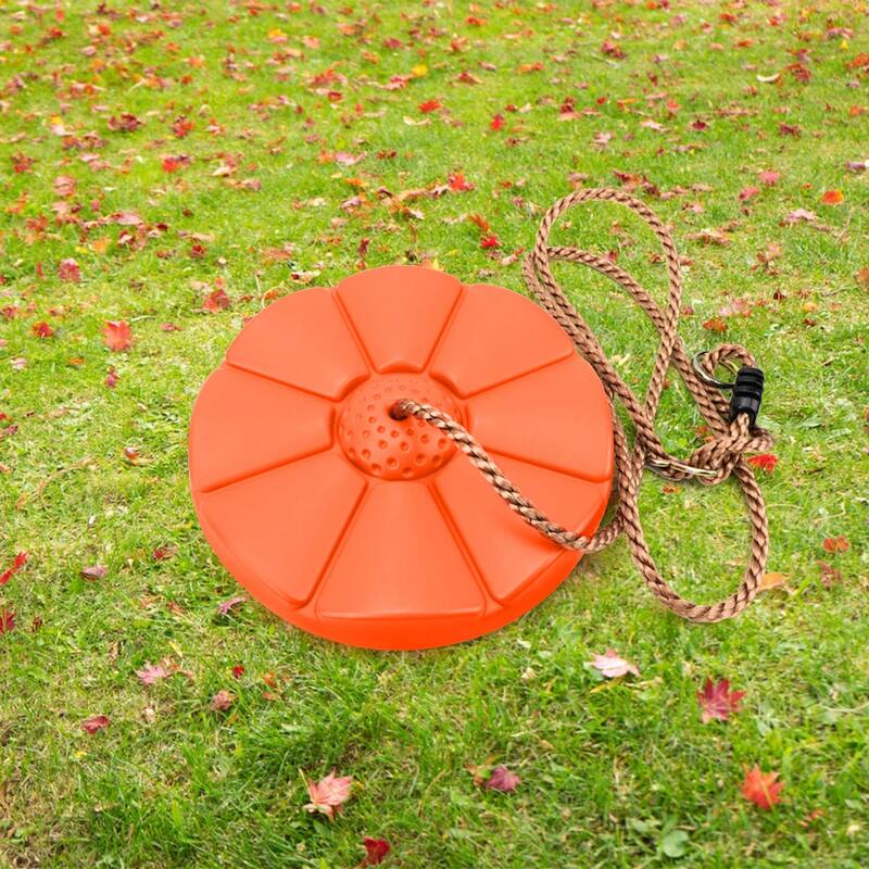 Disc Seat Swing - Kids Monkey Rope Tree Zip Line Swings for Play Set, Tree, Outdoor Backyard, Playground Fun, Orange - N/A