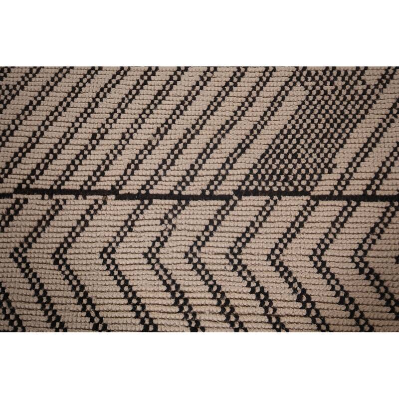 All-Over Ivory Moroccan Oriental Large Area Rug Handmade Wool Carpet - 9'10"x 14'4"