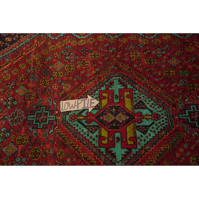 Hand Knotted Oriental 100% Wool Carpet Traditional Medallion Red Qashqai Area Rug - 7' 10'' X 4' 8''
