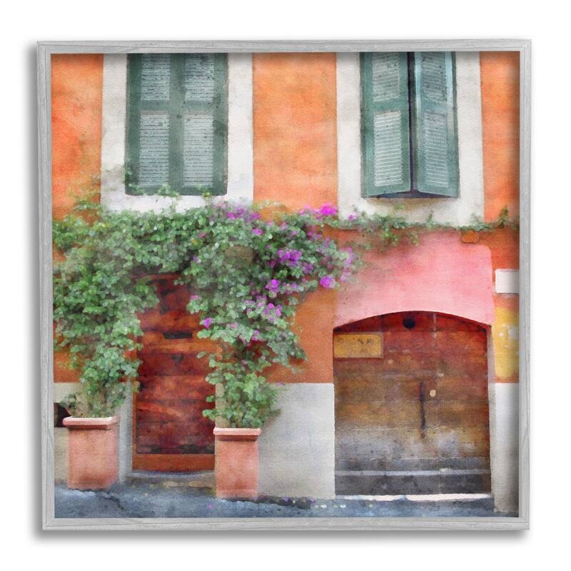 Stupell Floral Building in Italy Framed Giclee Art Design by LSR Design Studio