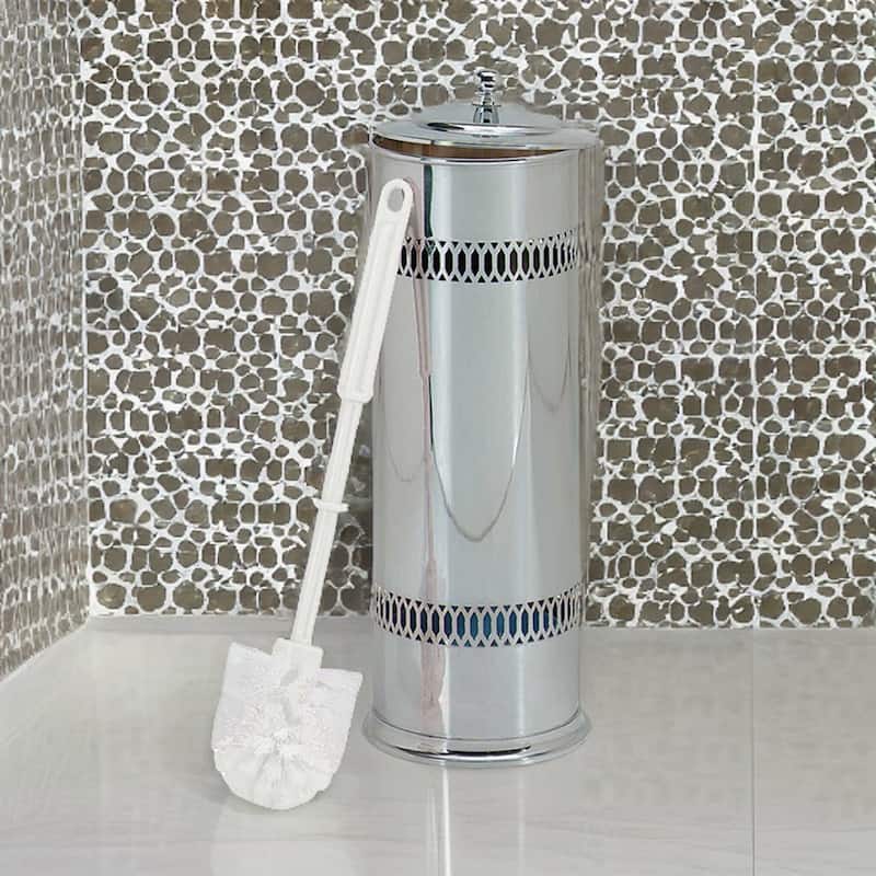 Chrome Plated Freestanding Toilet Brush Holder 15" X 5"
