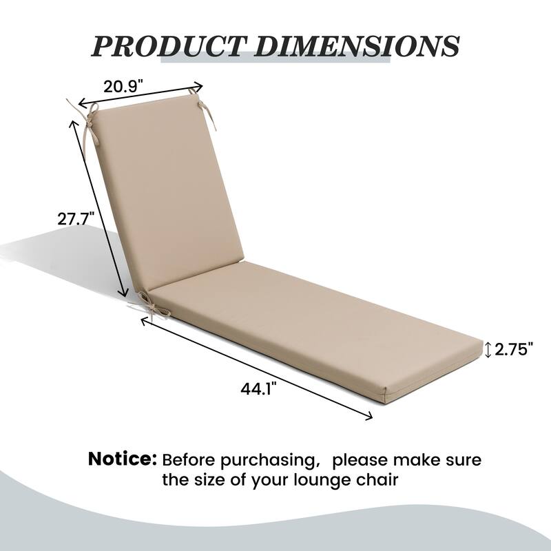 Outdoor Patio Chaise Lounge Cushion with Sunbrella
