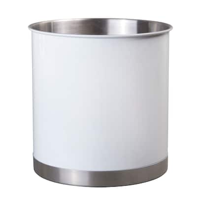 Creative Home Heavy Gauge Stainless Steel Extra Large Tool Crock Utensil Holder Flatware Organizer, White Color