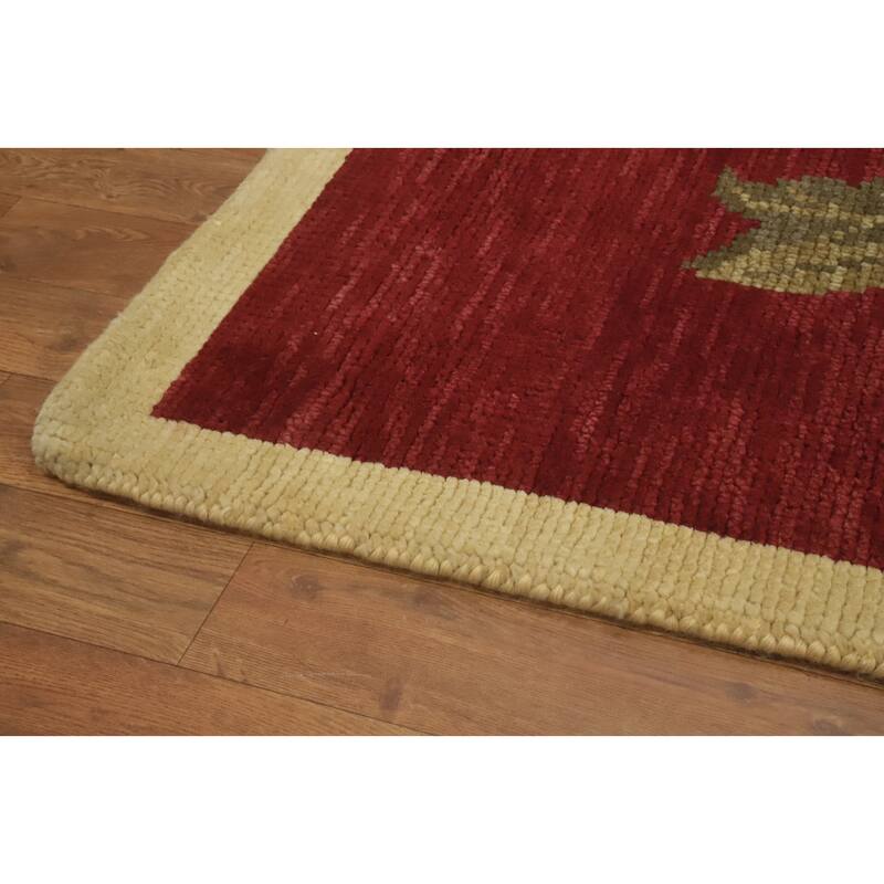 Red Floral Indian Area Rug 6x10 - 10' 1'' X 6' 5''