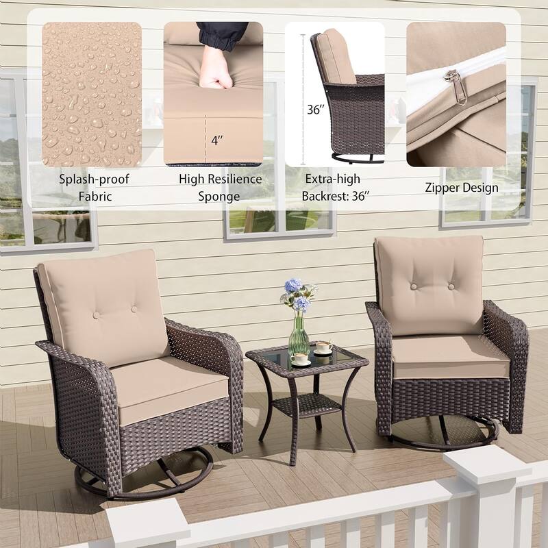 10-Piece Modular Outdoor Sectional Set with Fire Pit & Swivel Rockers - 10 pcs