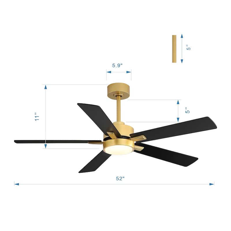 52 inch 5 Blade LED Ceiling Fan with Remote and Light Kit