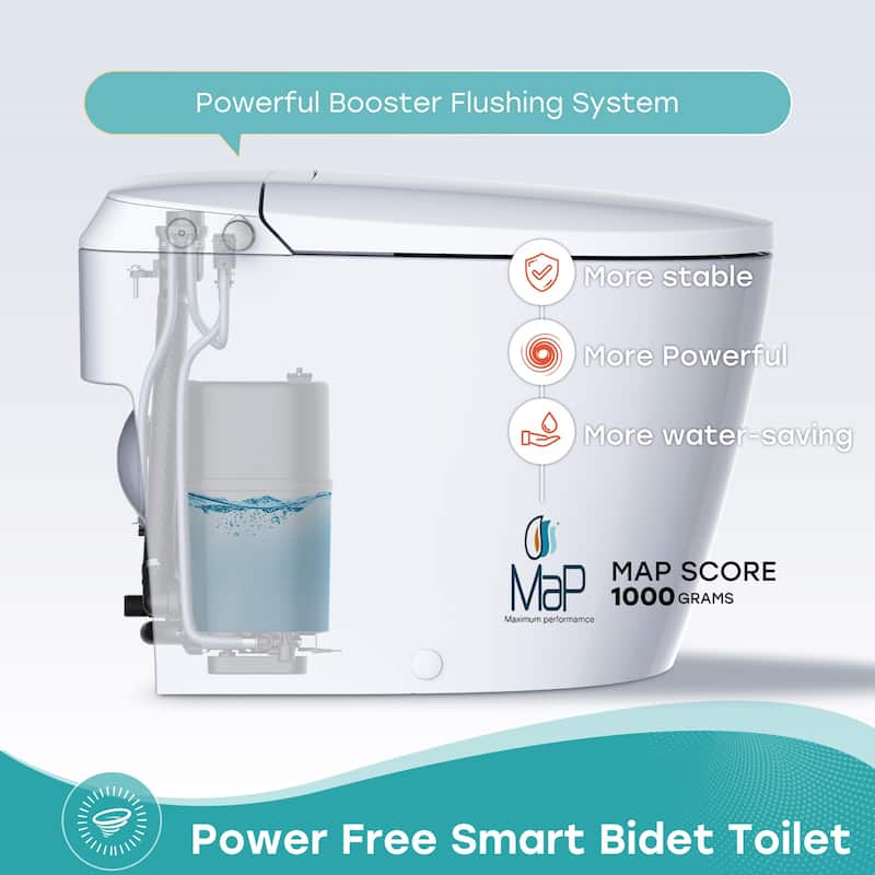HOROW Non Electric Elongated Bidet Toilet White with ADA Height Foot Flush and 1000g Map Flush - N/A
