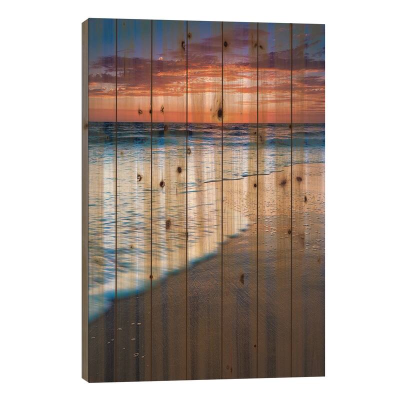 Sunset over the Pacific Ocean from Ventura State Beach, Ventura, California, USA Print On Wood by Russ Bishop - Multi-Color - 40x26x1.5