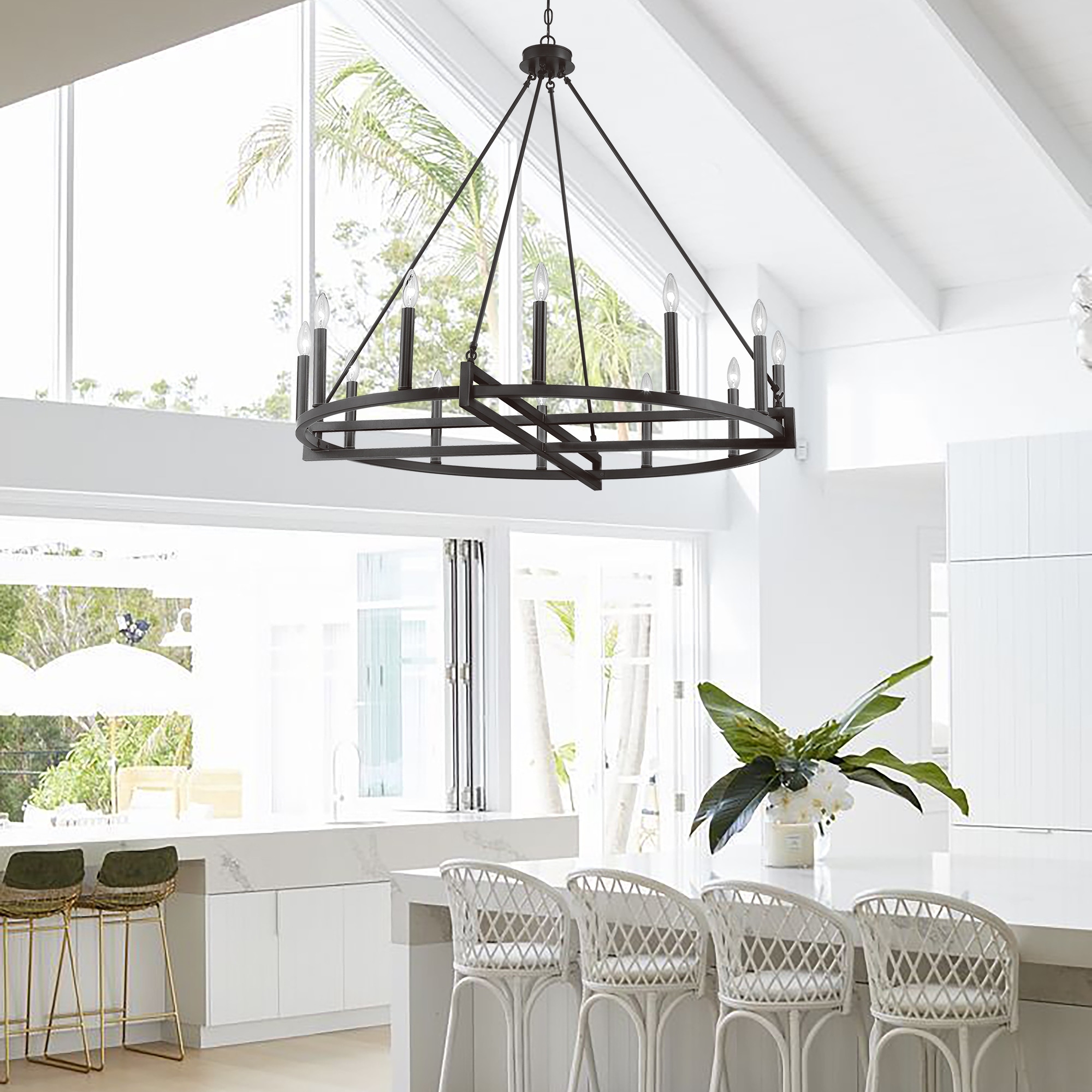 Acroma 12 Light 41In Modern Farmhouse Wagon Wheel Chandelier UL Certified N A On Sale Bed Bath Beyond 36792169