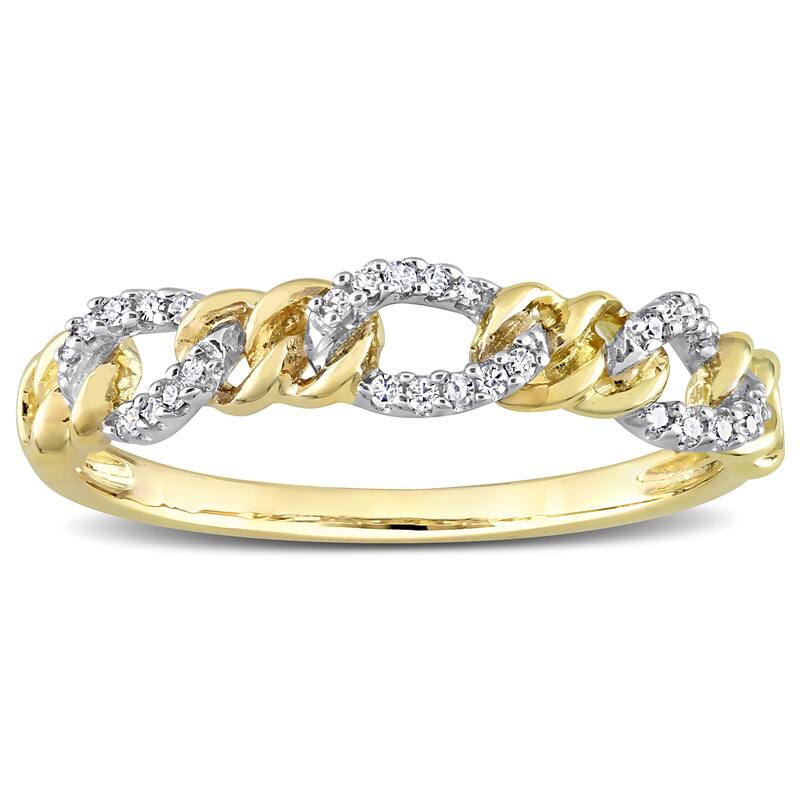 Miadora 1/10ct TDW Diamond Stackable Curb Link Ring in 14k Yellow Gold