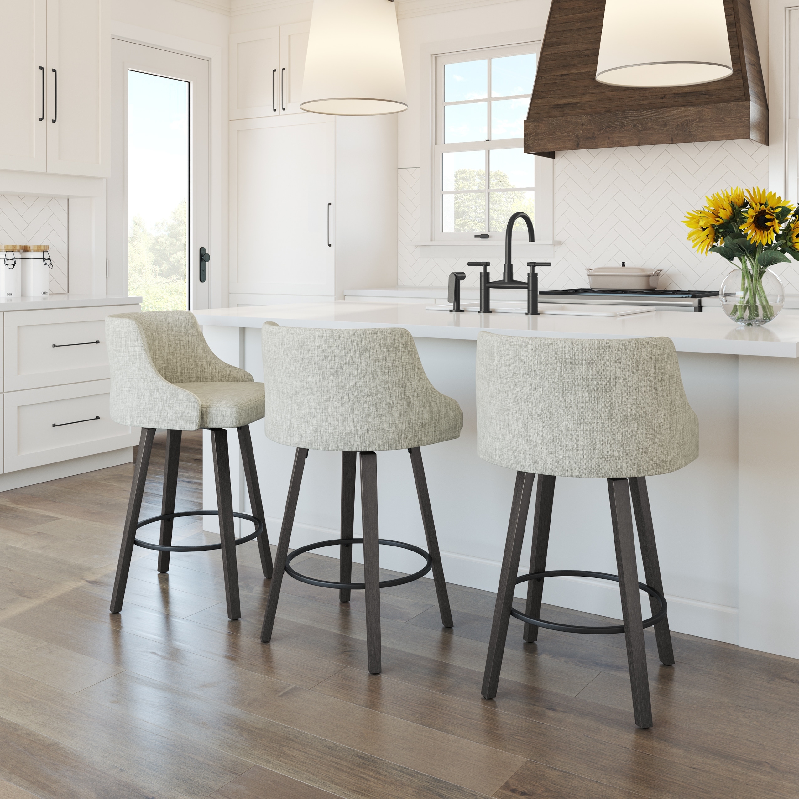 Amisco Ramon Swivel Counter and Bar Stool with Solid Wood Legs