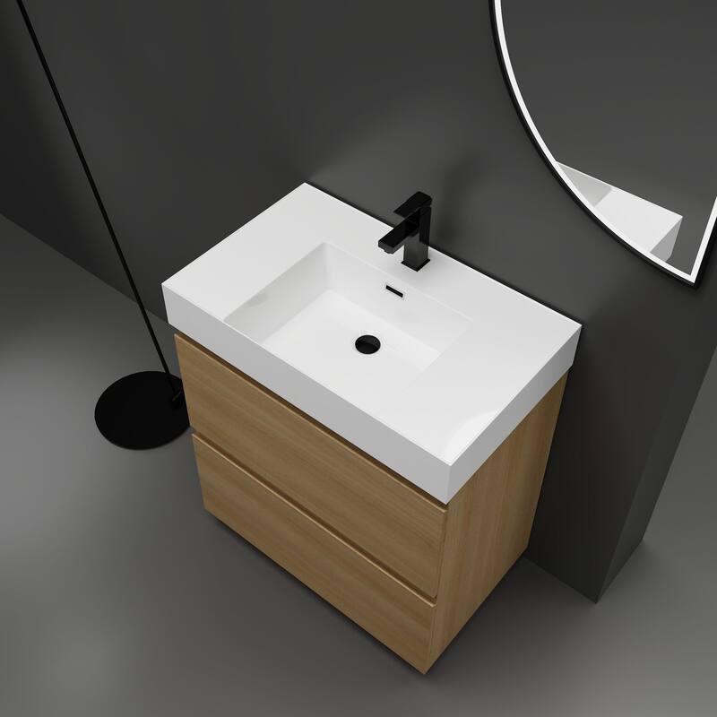30 in. W x 18 in. D x 35 in. H Single Sink Freestanding Bath Vanity with White Resin Top