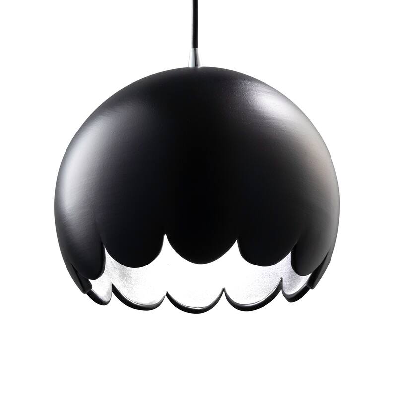 Justice Design Group Radiance Polished Chrome Scallop Ceramic Pendant - Incandescent - Cerise