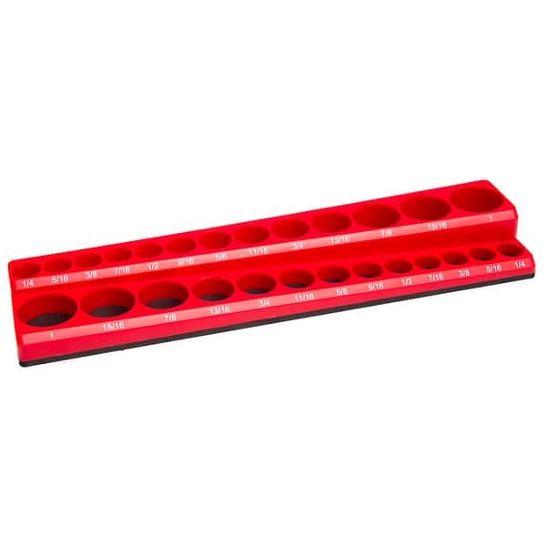 3/8 Drive SAE Standard Socket Holder Magnetic Tool Organizer Tray - Red,  Holds 13 Regular and 13 Deep Size Sockets - Bed Bath & Beyond - 30343215