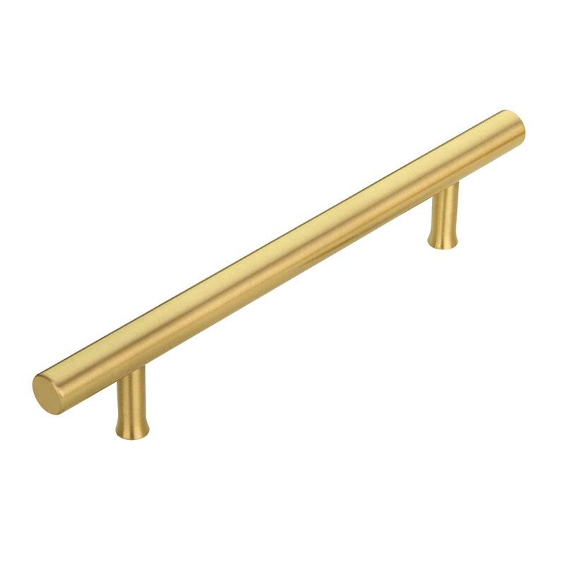 5 Inch Hole Center Copper Kitchen Cabinet Handles 100% Solid Brass Drawer Pulls (5-PACK) - Brushed Gold
