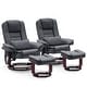 preview thumbnail 4 of 50, MCombo Set of 2 Swivel Recliner with Ottoman, Vibration Massage Lumbar Pillow Dark Grey