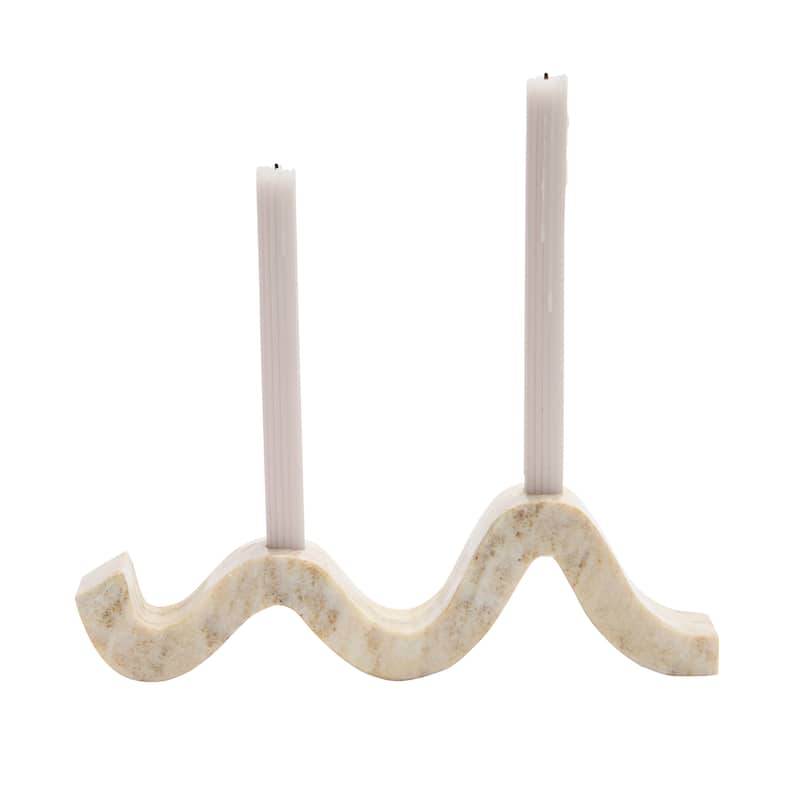 Marble Wave Double Taper Candle Holder - 14.5"L x 4.0"W x 2.0"H