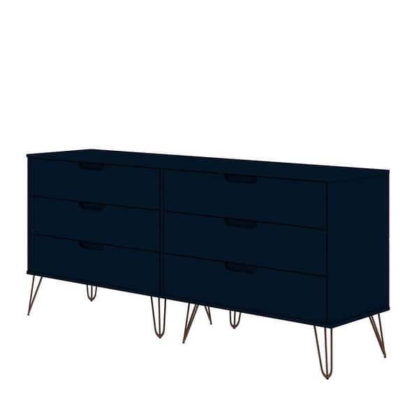 short dresser legs Manhattan Comfort Rockefeller 6-Drawer Double Low Dresser with Metal Legs -  Bed Bath & Beyond