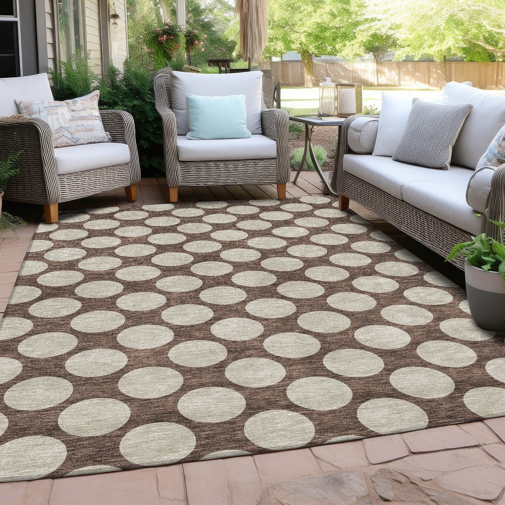 Machine Washable Indoor/ Outdoor Chantille Modern Dots Rug