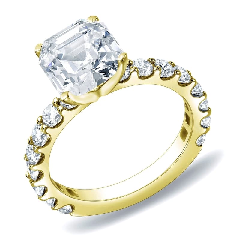 Auriya 14k Gold 1 3/4ctw Asscher Diamond Engagement Ring Certified (H-I, VS1-VS2) - Yellow - 4