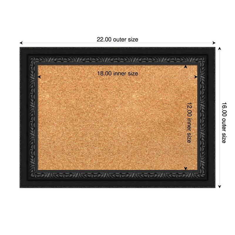 Downton Black Wood Framed Cork Board - Bulletin Board, Organization Board, Pin Board - Natural - 22 x 16 in