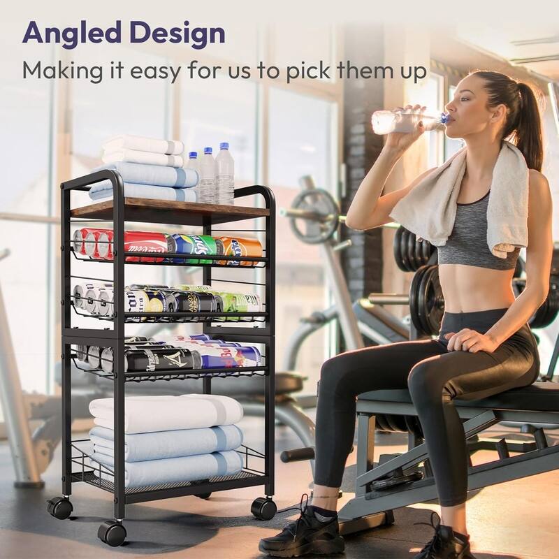 Can Organizer for Pantry - Stackable Rolling Snack Cart, Soda Can Organizer - 11.81"D x 16.77"W x 30.71"H